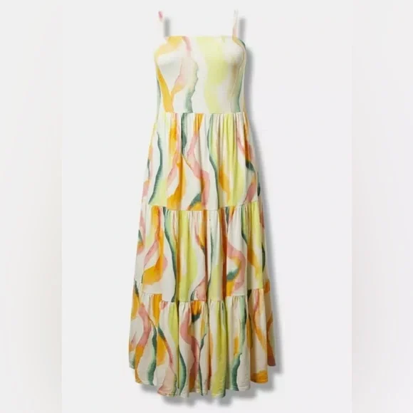 Torrid Colorful Abstract Tiered Maxi Dress - Size 1X - Picture 8 of 9